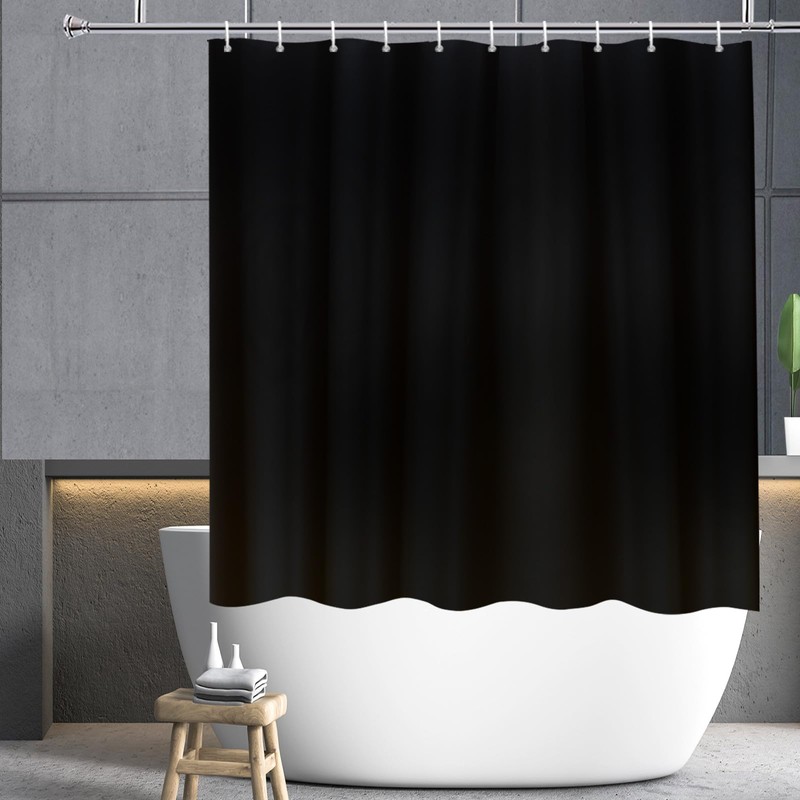 YISURE Shower Curtain 150 x 150 cm, Black Textile Polyester,
