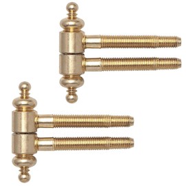 Gedotec Drill-in Hinges Room Door Hinge with Decorative Head Size 16 | Decorative Band Antique Polished Brass | Hinge Two-Piece for Interior Doors and Door Sticks | Pack of 2 - Design Door Hinges 2
