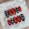 Red Check Handmade Nail Tips - Oval S / 레드