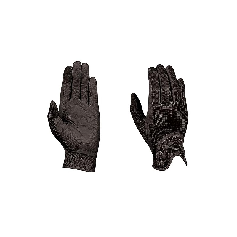 Dublin Pull On Glitter Mesh Back Riding Gloves, Black, Large/8