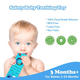 ROBBEAR Baby Teething Toys, Food Grade Silicone Teether for Babies 3 6 12 18 Months, Fire TV Stick Remote Shape Toddlers Chew Toys, Freezer BPA Free (FTV Green)