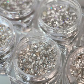 Multiple Shape White Nail Rhinestones for Nails Supplies Mini Steel Beads Pearls Zircon Nail Gems and Charms for Nails Design Assemble Spliced Heart Butterfly Rhinestone Diamonds Crystal Nail Jewels