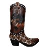 Rustic Western Running Horses Horseshoes And Cross Cowboy Boot Vase