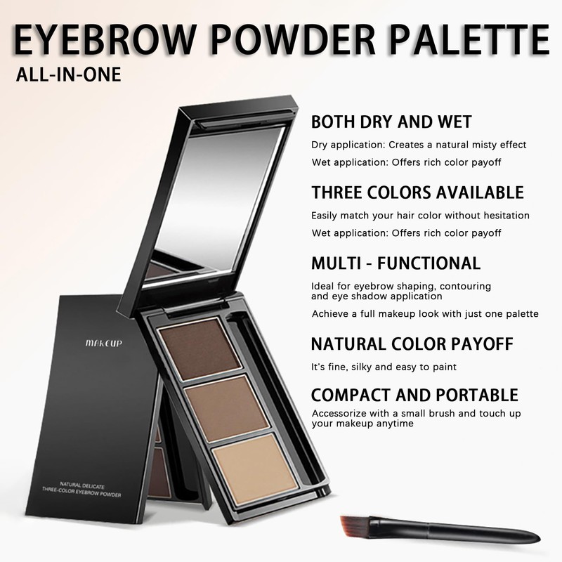 All-in-One Dark & Light Brown Eyebrow Powder Palette – Compact