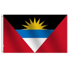 Antigua and Barbuda Flag 3x5 Ft Large - Four Rows Stitching Fly End and Canvas Header - Outdoor/Indoor 100D Polyester Antiguan Barbudan Flags 3' x 5' Banner House Decoration Yard Gifts