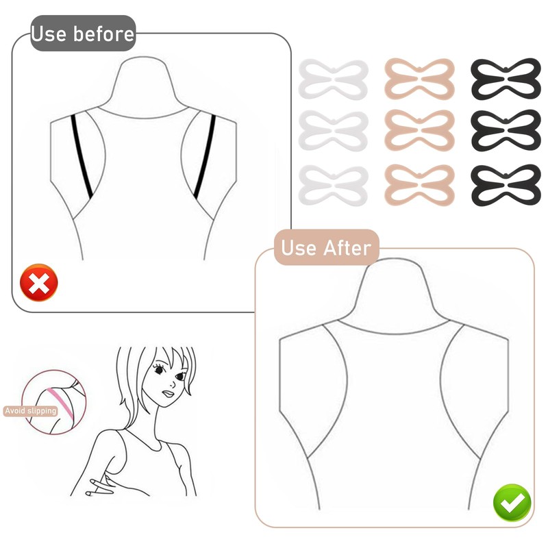 Hariendny 9 pcs Bra Strap Holder Clips for Racerback, Anti-Slip