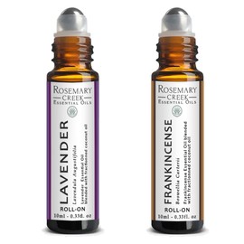 10 ml Lavender and Frankincense Essential Oil Roll On Set - Aromatherapy and Massage Therapy - Prediluted Oil - 100% Pure and Natural Oil - by Rosemary Creek Essential Oils