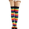 YELAIVP Stripe Rainbow Thigh High Socks Over Knee Socks Fingerless