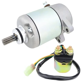 Starter & Relay for Honda Rancher 350 Fourtrax 2000-2006 TRX350FE TRX350FM TRX350TE TRX350TM, 31200-HN5-671 31200-HN5-A81 31200-HN5-M01, 2000 2001 2002 2003 2004 2005 2006 Rancher 350 Starter