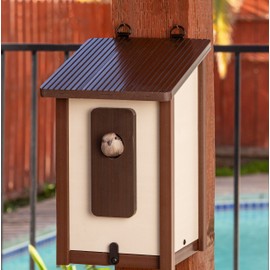 New Age Pet® ECOFLEX® Beak Bungalow Bird House – Durable, Weather-Resistant Outdoor Shelter for Wild Birds, Eco-Friendly & Easy to Clean Nesting Box, Post-Mount Design for Garden, Yard, or Patio