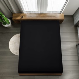 Utopia Bedding Fitted Sheet Super King, Black - Deep Pocket 14 inch (35 cm) - Easy Care - Soft Brushed Microfibre Fabric - Shrinkage and Fade Resistant - Bottom Sheet