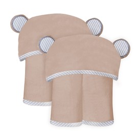 SWEET DOLPHIN 2 Pack Hooded Baby Towel, 100% Rayon Made from Bamboo, Baby Bath Towel with Hood for Babies, Infant, Toddler and Kids, Large 35 x 35 inch - Brown