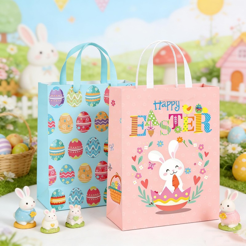 STPIYFZU 2 Pack 13" Large Easter Gift Bags with Handles,