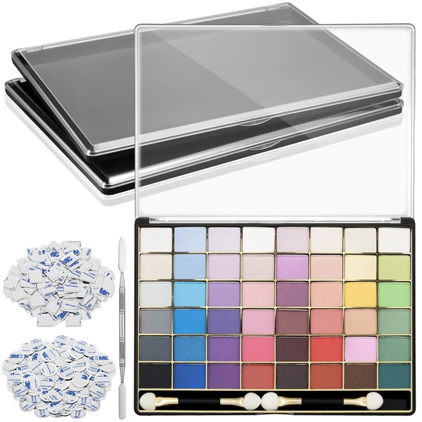Suzile 103 Pcs Large Empty Magnetic Eyeshadow Palette Set Includes 2 Eyeshadow Palette, 1 Makeup Depotting Tool, 50 Pcs Square Adhesive Metal Stickers and 50 Pcs Round Sticker Palette Kit for Makeups
