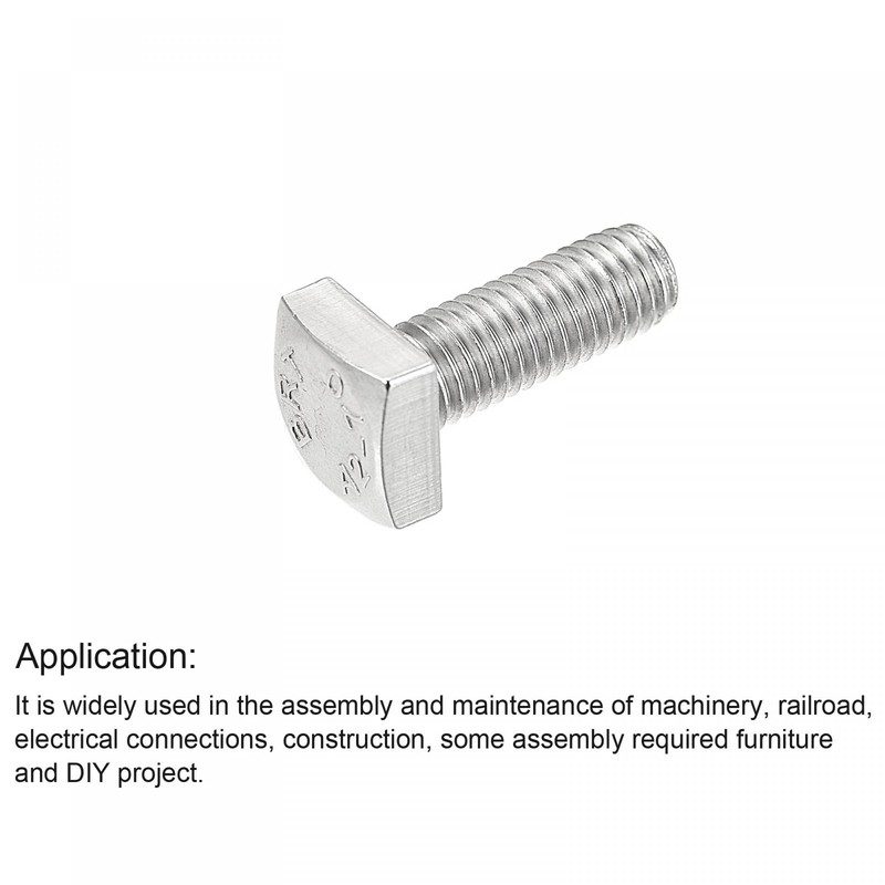 sourcing map Square Head Bolt, 2pcs M8x20mm Fully Thread 304