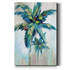 Renditions Gallery Canvas Nature Artwork for Home Green Blue Palm Trees Rustic Abstract Paintings for Bedroom Living Room Office Walls - 12"X18" LT15
