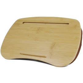 SANJIMO Lap Desk for Laptop with Cushion-Fits up to 17 inch, Bamboo Computer Laptop Stand with Phone Hoder, Anti-Slip Stopper
