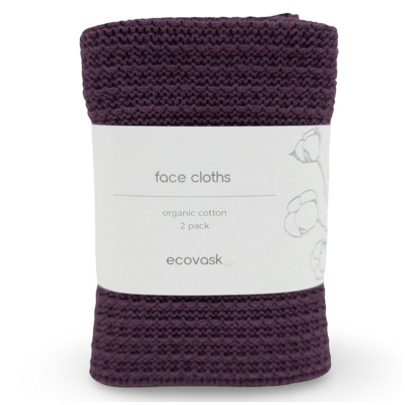 Ecovask Face Cloth 2pk Organic Cotton, Cornflower