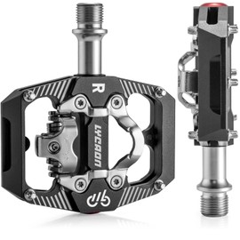 LYCAON Fahrradpedale für SPD, MTB Pedal CNC Aluminiumlegierung 3 Abgedichtete Lager Doppelfunktion Flach und Klickpedal, CR-MO Spindel Fahrrad Pedal für 9/16" BMX Fahrrad Mountain Road Bike