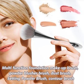 Large Powder Brush Face Makeup Brush, Blush Blusher Brush, Single Powder Makeup Brushes for Loose or Pressed Setting Powder, Bronzer Brush Soft Fluffy Powder Brush Nail Dust Brush (Blue)