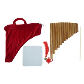 15 Pipes Pan Flute, Bamboo G Key Panpipes Flute Traditional Chinese Instrument for Beginners Students (Right-Hand)