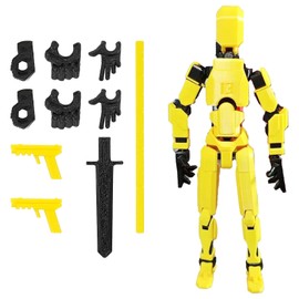 ONEST 1 Piece T13 Action Figure 3D Printed Robot Action Figures Multi-Jointed Movable Robot Toys Articulated Robots Dummy Mobile Figures for Game Lovers (Yellow)