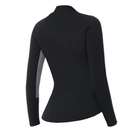 Owntop Women's Wetsuit Top Jacket - 2 mm Neoprene Long Sleeve for Warmth Comfort | Durable YKK Front Zip | Extended Back Flap | 2 Zip Pockets, Women's Grey XL