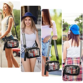 Cryster Clear Crossbody Bag Stadium Approved, Clear Purse Bag with Chain for Women, Transparent Bag for Concerts Sporting Events, Black