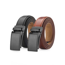 2 Pack Men’s Belt, Mio Marino Linxx Ratchet Belt with Fathers Day Gift Box - Chainlink Linxx - Deep Charcoal & Burnt Umber - Adjustable from 48" to 64" Waist
