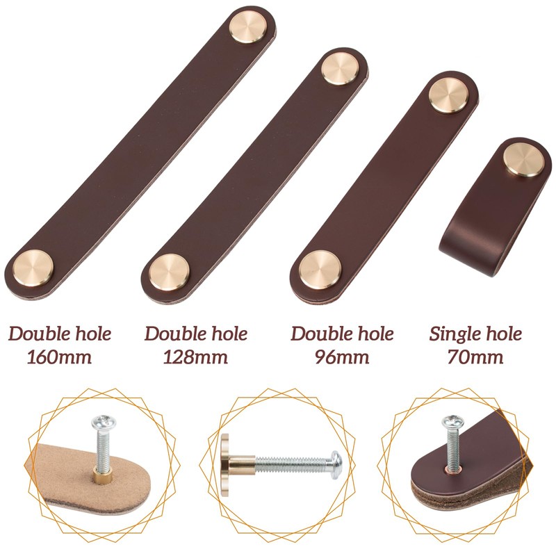 LEREATI 4pcs Leather Drawer Handles Drawer Knobs Kitchen Cupboard Handles