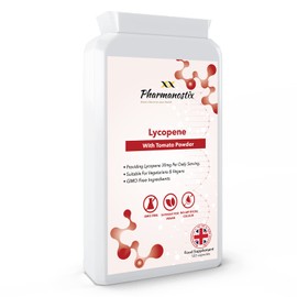 Lycopene Supplement 15mg - 120 Vegan Capsules -150mg Tomato Powder Providing High Strength Lycopene 10% Beadlet - Natural Antioxidant- 4 Month Supply - UK Manufactured to GMP Standards by Pharmanostix