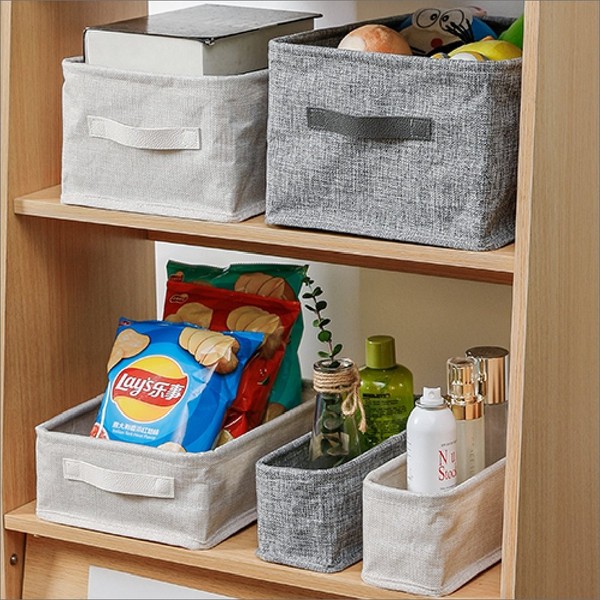 Hanui Tongsang folding square handle fabric basket storage basket, beige