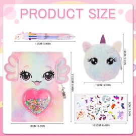 Candcamp Secret Diary with Lock for Girls, Plush Notebook and Pen Set for Girls Fun Lockets Secret Diary Journal Kids Stationery Present