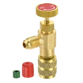sourcing map Charging Valve Safety Valve Quick Coupling Air Conditioning 1/4 SAE External to 5/16 SAE Female Thread Adapter HVAC Cold Filling