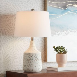 360 Lighting 23 1/2" High Small Modern Coastal Accent Table Lamp Ivory Terrazzo Marble Single Fabric White Shade Living Room Bedroom Bedside Nightstand House Office Home Reading Kitchen Entryway