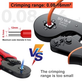 Crimping Pliers 0.08-16 mm², Preciva Wire End Ferrule Pliers Crimping Tools Square Crimping Tool for Insulated Uninsulated Wire End Ferrules Crimping Connector