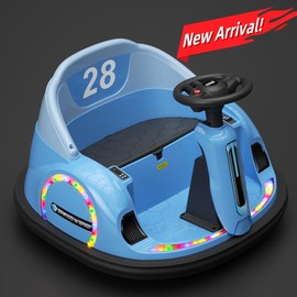KORIMEFA 12V Electric Ride on Bumper Car Toys 360° Spinning Bumping Toy Gifts Cars, Music Play, Lights for Kids - Color: 12V Blue