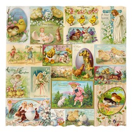 Allenjoy 72" x 72" Vintage Easter Shower Curtain for Bathroom Bunny Floral French Country Farmhouse Spring Farm Chick Happy Bath Bathtub Decoration Decor Durable Easy Care Washable