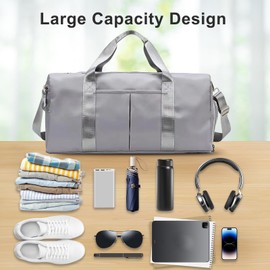Yunnyp Travel Bag Large Capacity Weekender Bag Carry On Bag with Wet Pocket & Shoes Compartment Water Resistant Gym Bag for Men Women