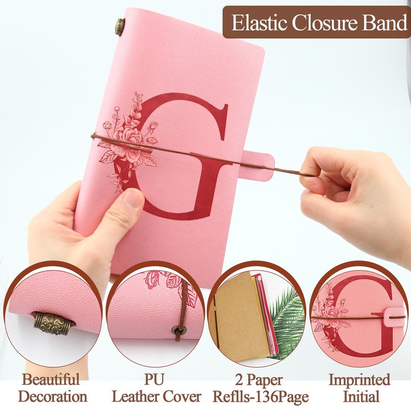 PU Leather Notebook Diary, Refillable Journal, A5 Pink Travel Notebook