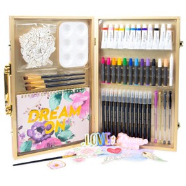 STMT DIY Designer Art Studio by Horizon Group USA, Kit Includes 40+ Art Making Essentials.Water Colors,Oil Pastels,Brush Markers,Spiral Art Pad & More
