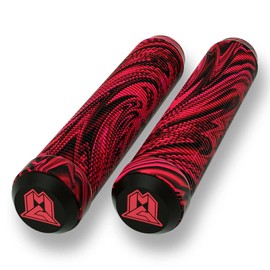 MGP Stunt Scooter Handlebar Grips - Latex Free 180mm Swirls TPR Grind Grips Stunt Scooters and BMX Bikes (Red/Black)