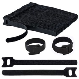 Reusable Cable Ties,100Pcs Wrap Cable Ties,8 Inch Black Adjustable Cable Management Straps for Electrical Cable and Wire Organizer(20x1.2CM)