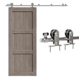CCJH 4FT/48'' Stainless Steel Sliding Track Barn Door Hardware Kit for Single Door Heavy Duty