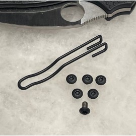 DH Super Matte Black Wire Clip & Screws For Spyderco Sage 1 Sage 2 Sage 5 FRN Knife