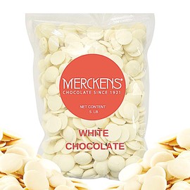 Merckens White Chocolate Melting Wafers 5LB – Smooth and Creamy, Perfect for Dipping, Baking, Candy Making, and Decorating Desserts – Ideal for Fountains, Coating, and Molded Chocolates. (5 pound) (White Chocolate)