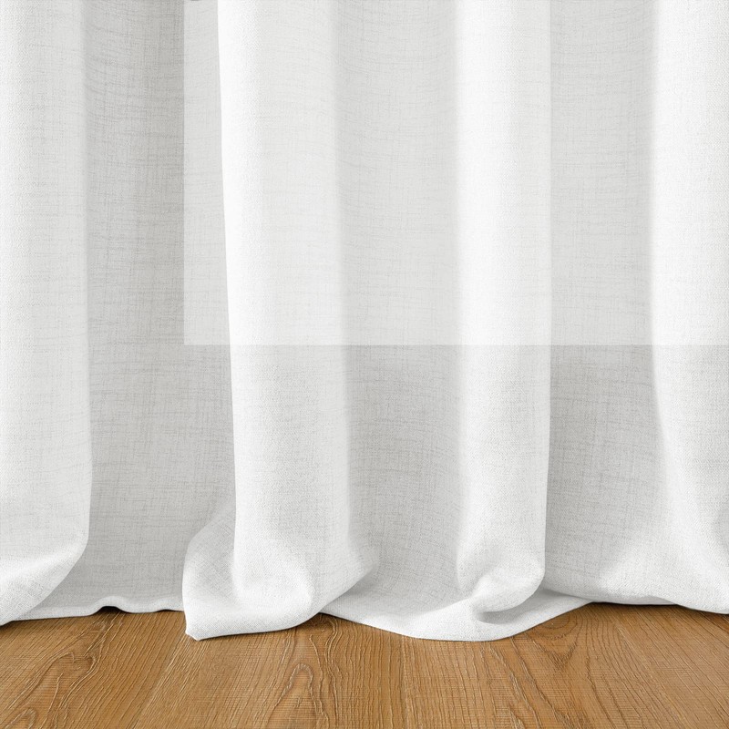 Melodieux White Linenlook Curtains Eyelet for Bedroom Living Room, 66