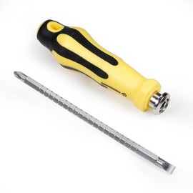 Utoolmart Multi-Bit Stubby Screwdriver, Adjustable Length and Reversible Dual End, 6.3mm Slotted and PH2 Phillips Magnetic Tip, 2 in 1 Compact, Portable, Pocket Size Screw Driver Small Tool