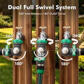RESTMO Water Hose Elbow, Heavy Duty Full Metal Angle Connector, Inlet 360 Degree Free Rotation, Full Flow Design with Oversized Ball Valve, Outdoor Faucet Extender for RV, Garden Hose, Faucet, Spigot