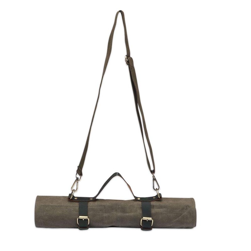 Large Chef’s Knife Roll Bag, Heavy Duty Waxed Canvas Knife